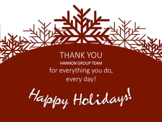 THANK YOU
HANNON GROUP TEAM
for everything you do,
every day!
 