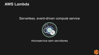 AWS Lambda
Serverless, event-driven compute service
microservice sem servidores
 