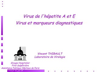 Virus de l'hépatite A et E Virus et marqueurs diagnostiques Vincent THIBAULT Laboratoire de Virologie Groupe Hospitalier Pitié-Salpêtrière Assistance Publique Hôpitaux de Paris 