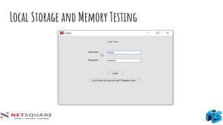 Local Storage and Memory Testing
 
