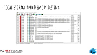 Local Storage and Memory Testing
 