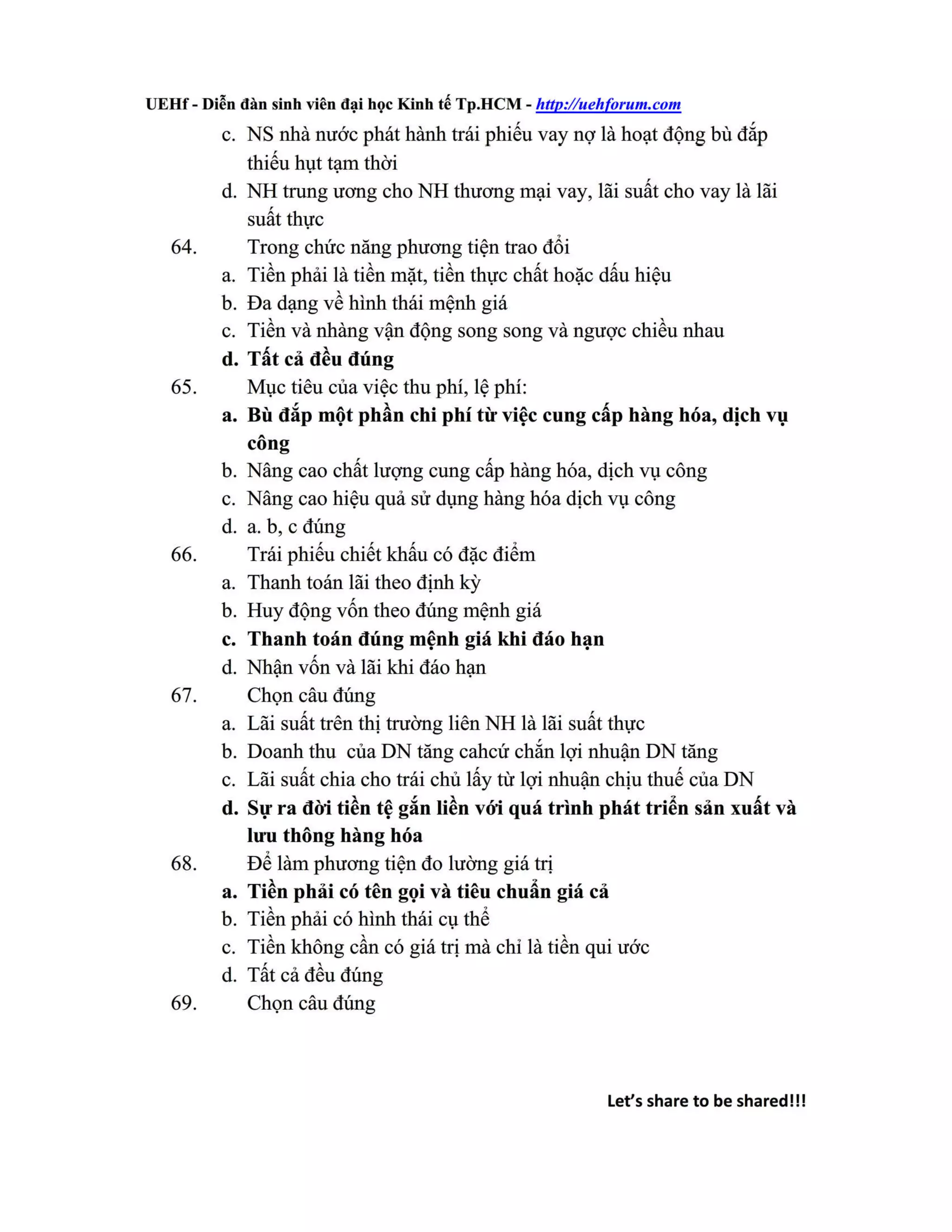 đề Thi cuối kỳ môn tài chính tiền tệ