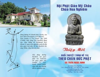 Thiệp mời Chùa Hoa Nghiêm ở Virginia_Theo Chân Đức Phật Giáo Sư TRẦN NGỌC NINH