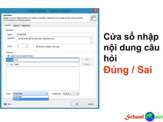 Cửa sổ nhập nội dung câu hỏi Đúng / Sai
