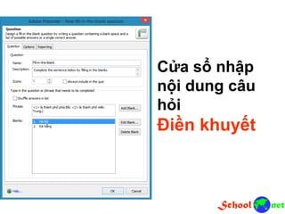 Cửa sổ nhập nội dung câu hỏi Điền khuyết