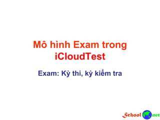 Mô hình Exam trong
iCloudTest
Exam: Kỳ thi, kỳ kiểm tra
 