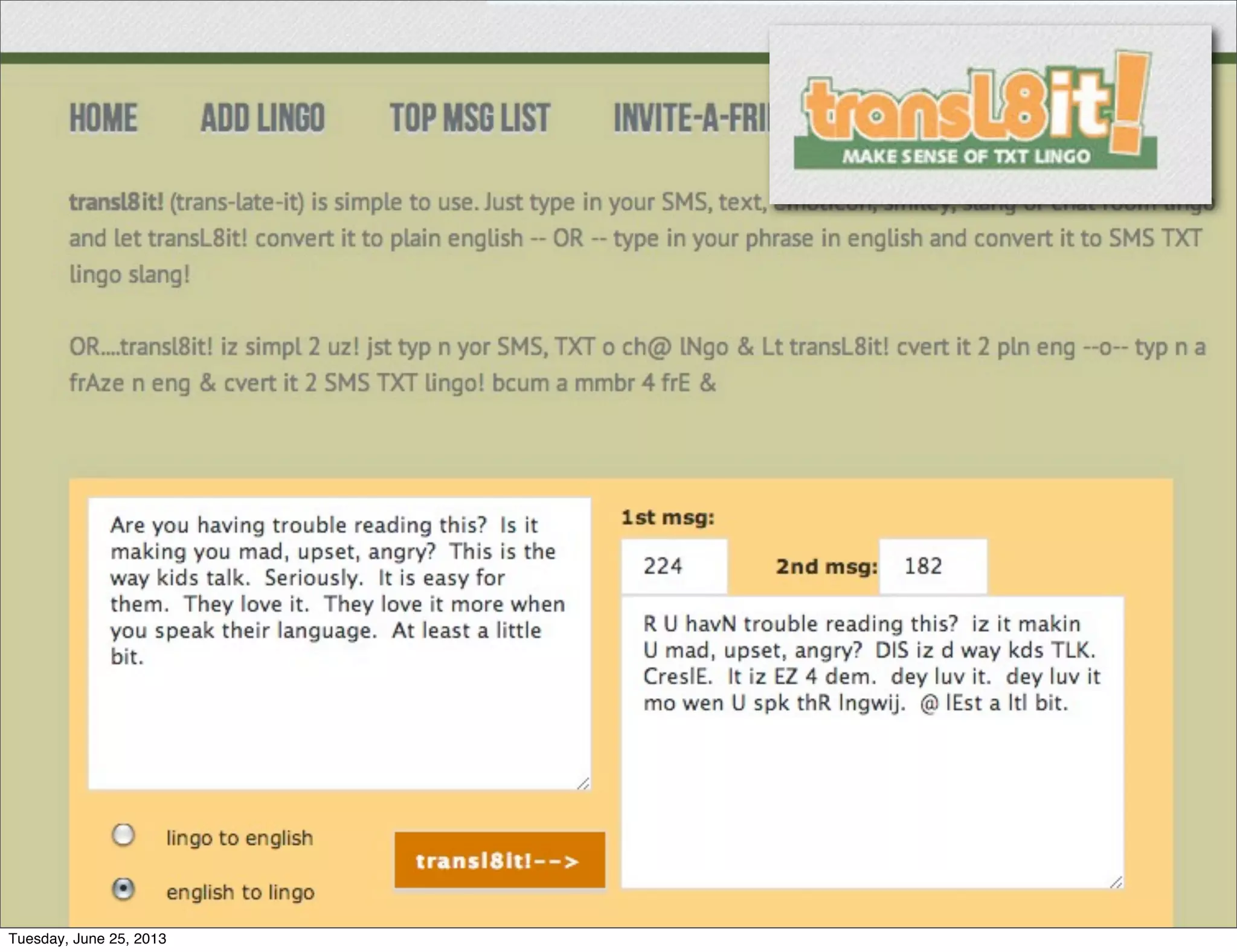 Tuesday, June 25, 2013
 