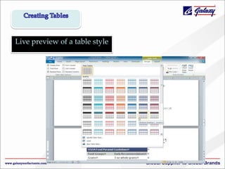 Live preview of a table style

 