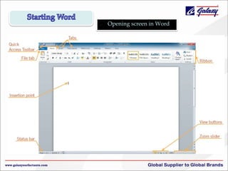 

Opening screen in Word

 