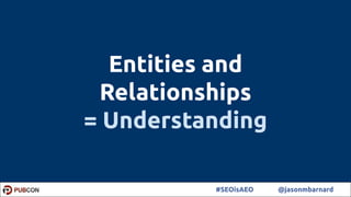 11#SEOisAEO @jasonmbarnard
Entities and
Relationships
= Understanding
 