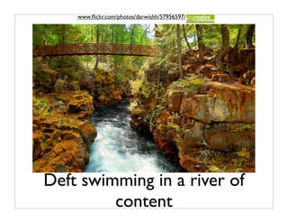 www.ﬂickr.com/photos/darwishh/57956597/




Deft swimming in a river of
         content
 