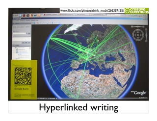 www.ﬂickr.com/photos/think_mobi/268387185/




Hyperlinked writing
 