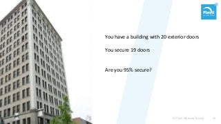 www.planittesting.com
Think about it
© Planit Software Testing 33
You have a building with 20 exterior doors
You secure 19 doors
Are you 95% secure?
 