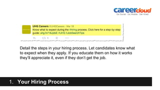 1. Your Hiring Process
Detail the steps in your hiring process. Let candidates know what
to expect when they apply. If you...