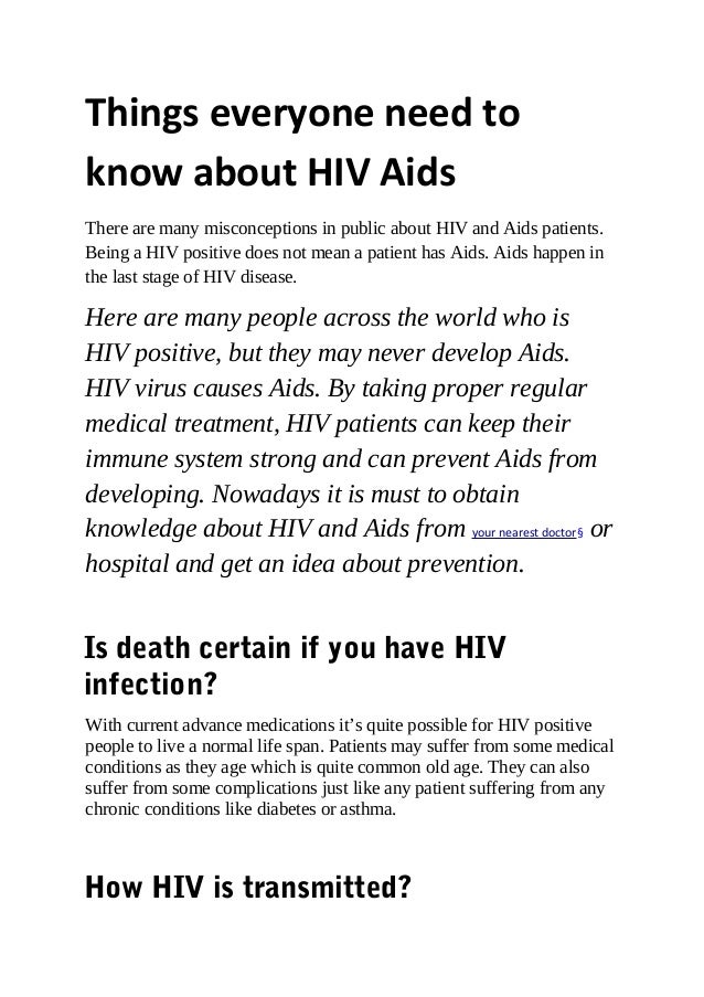 Things everyone need to know about HIV Aids