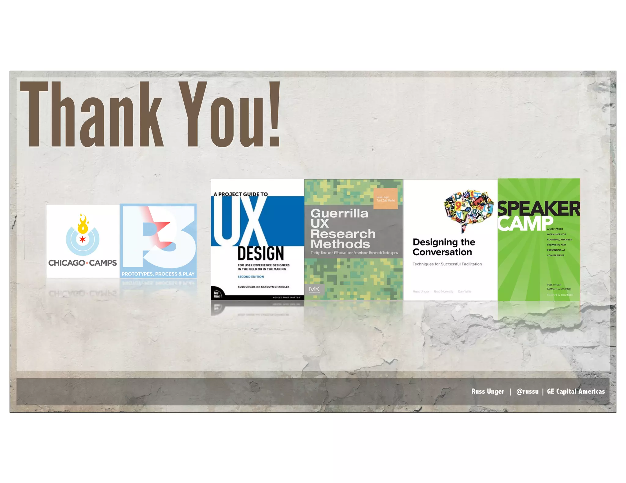 Russ Unger | @russu | GE Capital Americas
Thank You!
 