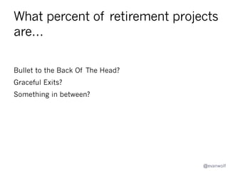 How many weeks per year do
product managers spend on
product closure?

@evanwolf

 