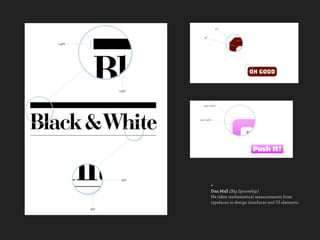 +
Dan Mall (Big Spaceship)
He takes mathematical measurements from
typefaces to design interfaces and UI elements.
 