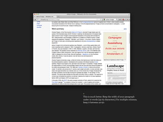 +
This is much better. Keep the width of your paragraph
under 10 words (45-75 characters.) For multiple columns,
keep it between 40-50.
 