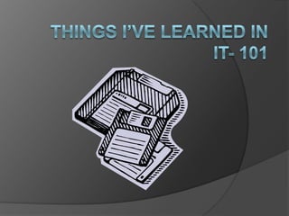 Things I’ve learned in it- 101 