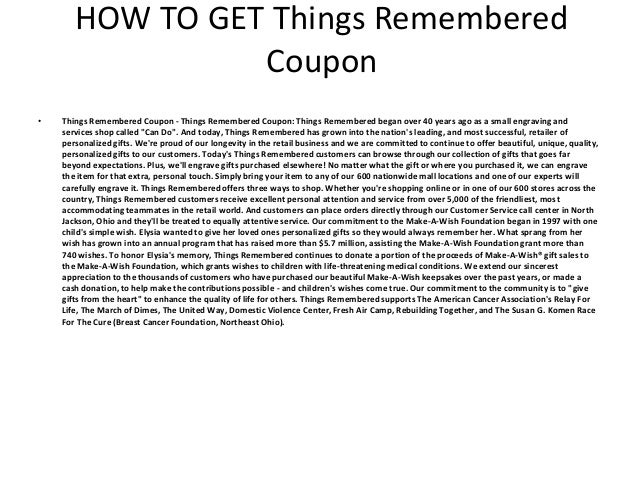 Things Remembered Coupon Things Remembered Coupon Code