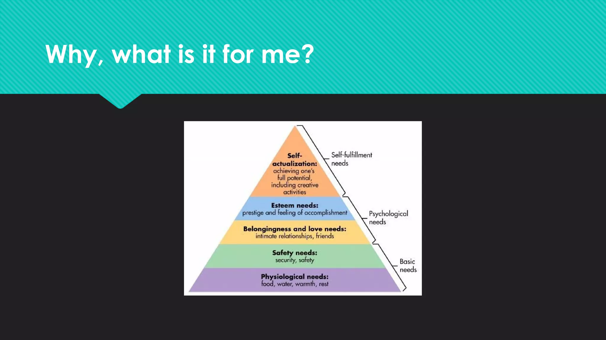 Why, what is it for me?
 