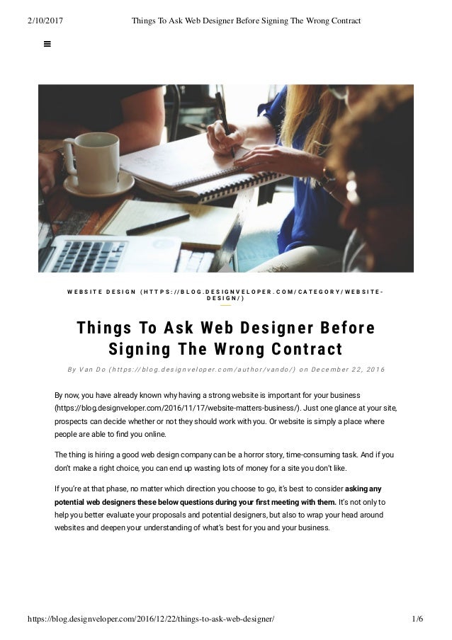 Things To Ask Web Designer Before Signing The Wrong Contract - 2 10 2017 things to ask web designer before signing the wrong contract https