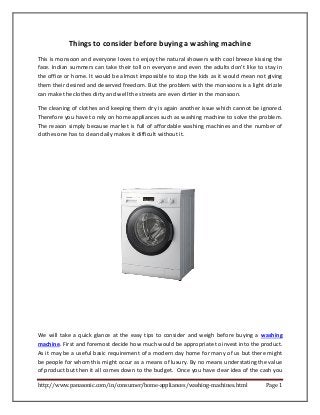 Things to consider before buying a washing machine