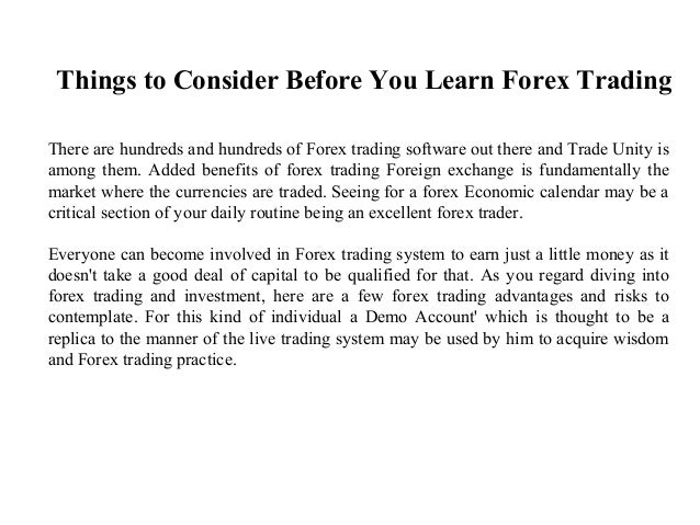 Things To Consider Before You Learn Forex Trading - 