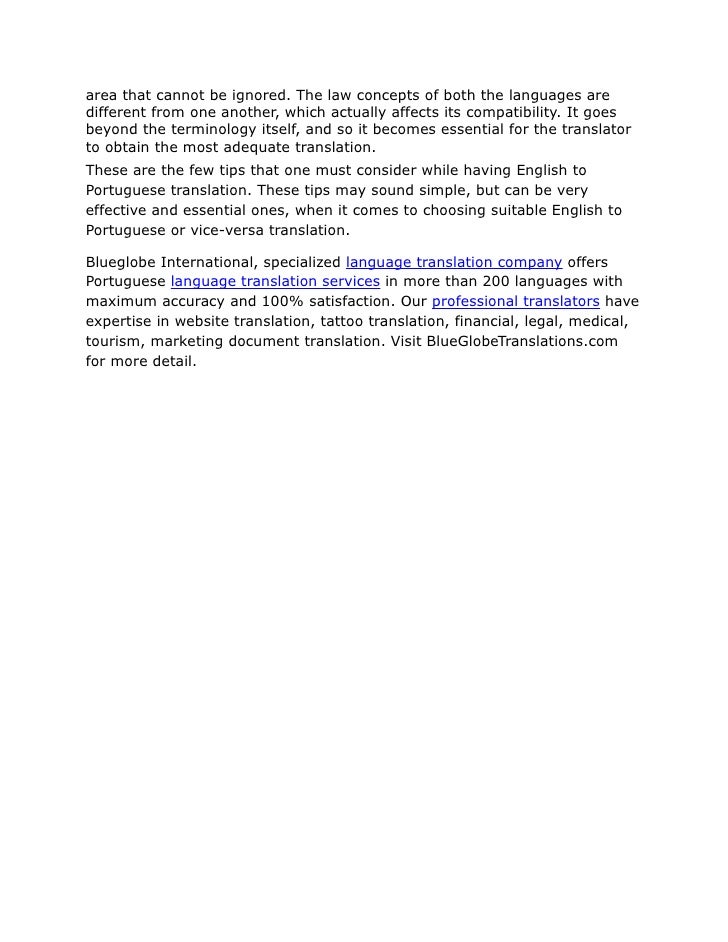 Things To Consider In English To Portuguese Translation