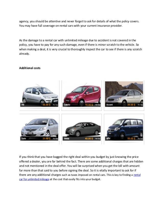 Things to consider when searching unlimited mileage rental car