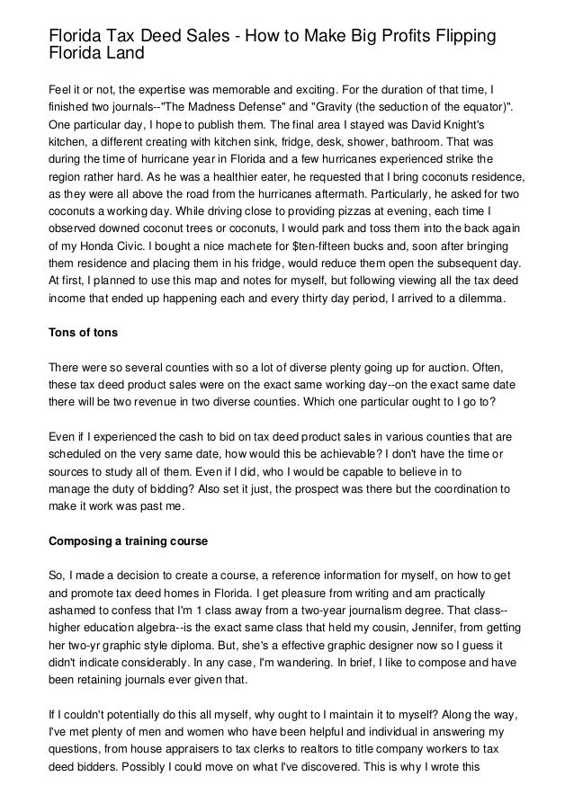 Florida Tax Deed Sales How to Make Big Profits Flipping Florida Land