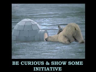 BE CURIOUS & SHOW SOME
INITIATIVE
 