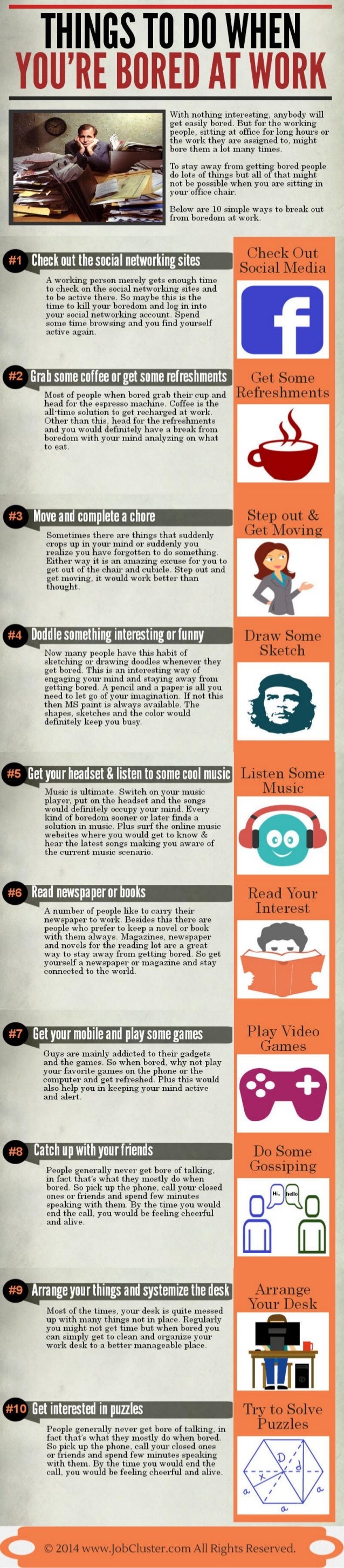 Things To Do When You re Bored At Work infographic Things to do when you re bored at work infographic