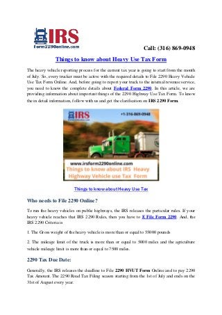 Efile Form 2290 Heavy Highway Use Tax Irs 2290 Form H