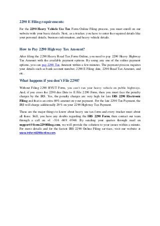 Efile Form 2290 Heavy Highway Use Tax Irs 2290 Form H