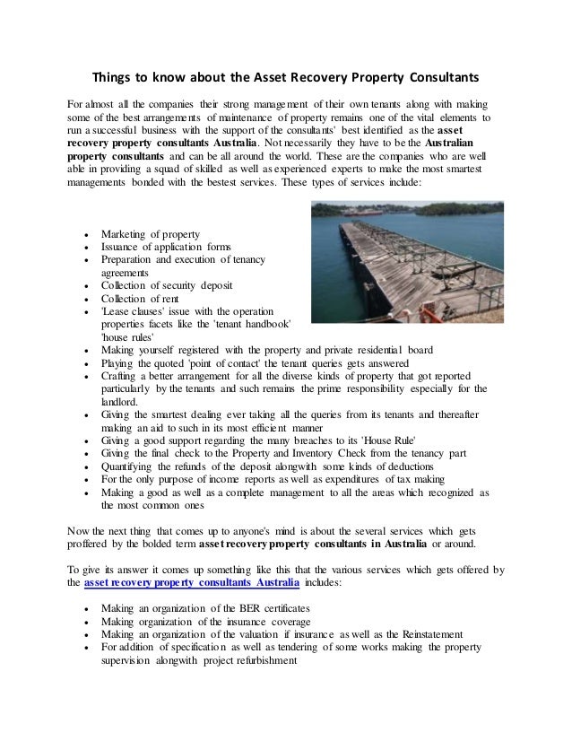 Things to know about the asset recovery property consultants