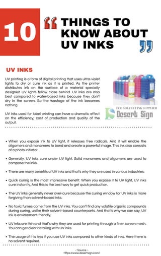 10 Things to know about uv inks