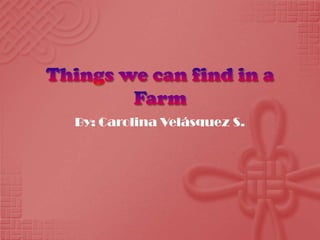 Things we can find in a Farm By: Carolina Velásquez S. 