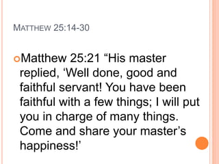 Things We Learn From The Parable Of The Talents