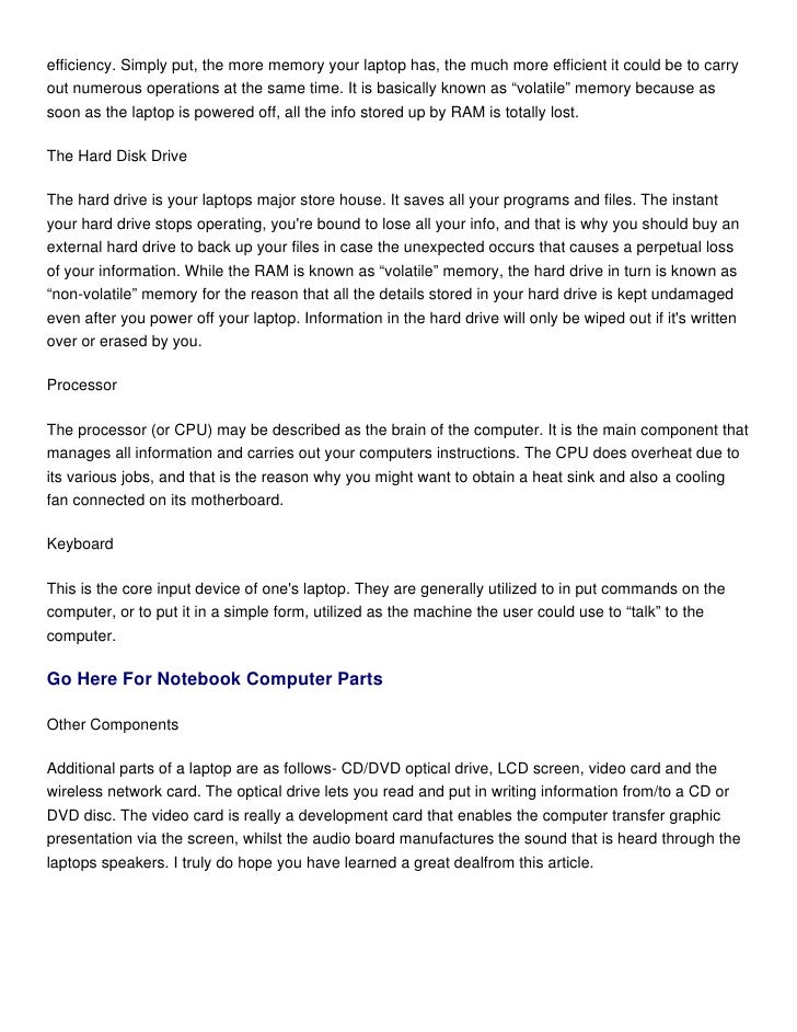 Things You Need To Know About Laptop Computer Parts