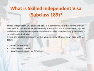 Skilled Independent Visa Subclass 189 | Visa Agents Sydney, Australia | PDF