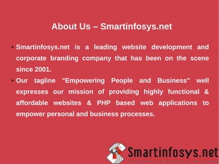 Contact Us – Smartinfosys.net
Customer support: customer@smartinfosys.net
General information: info@smartinfosys.net
Gener...