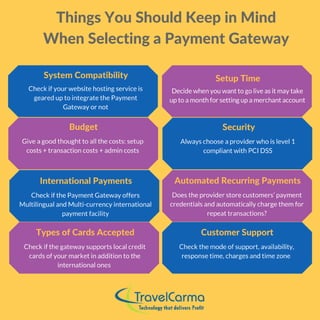 Things Travel Agencies Should Keep in Mind When Selecting  a Payment Gateway