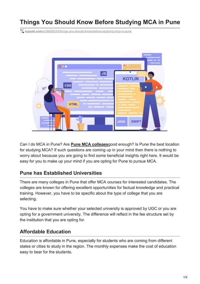 Things You Should Know Before Studying MCA In Pune docx