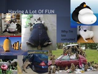 Having A Lot Of FUN


                      Why I'm
                      too
                      corrupted
 