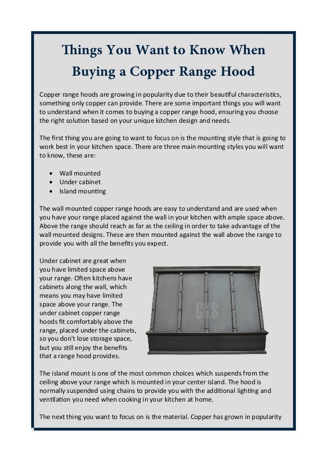 Things You Want To Know When Buying A Copper Range Hood