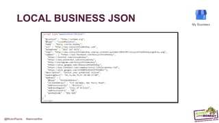 @MrJonPayne #semrushlive
LOCAL BUSINESS JSON
 