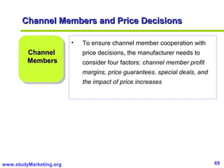 69www.studyMarketing.org
Channel Members and Price DecisionsChannel Members and Price Decisions
ChannelChannel
MembersMemb...