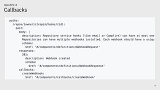 Callbacks
10
OpenAPI v3
 